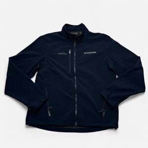 Eddie Bauer Navy Softshell Jacket Rice Business Logo Men’s Large Outdoor L